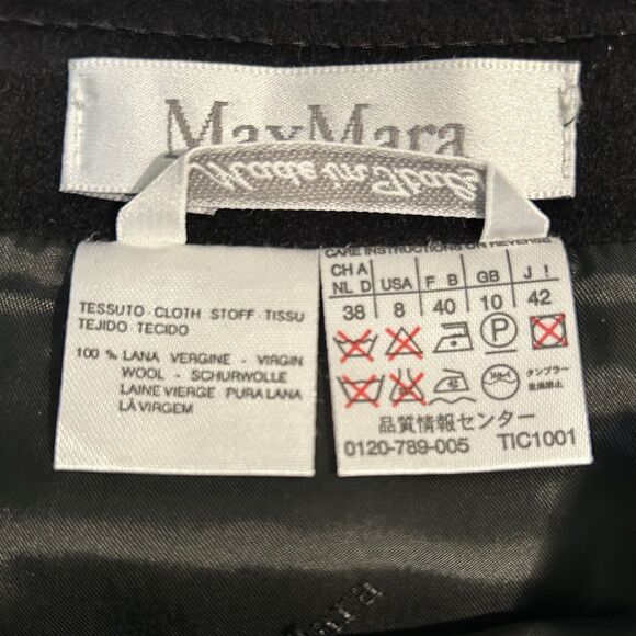 MaxMara Virgin Wool Pencil Skirt Black Size 8 High Waist Italian Made - Picture 9 of 11